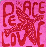 Mini Peace & Love Fuchsia Silk Scarf