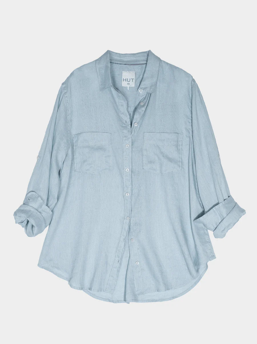 Hut Linen Shirt- Breeze Blue