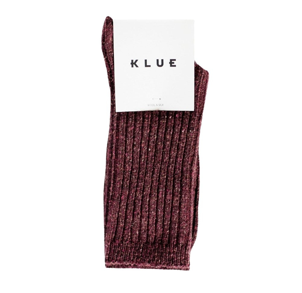 KLUE Silk & Wool Dust Star Socks- Burgundy