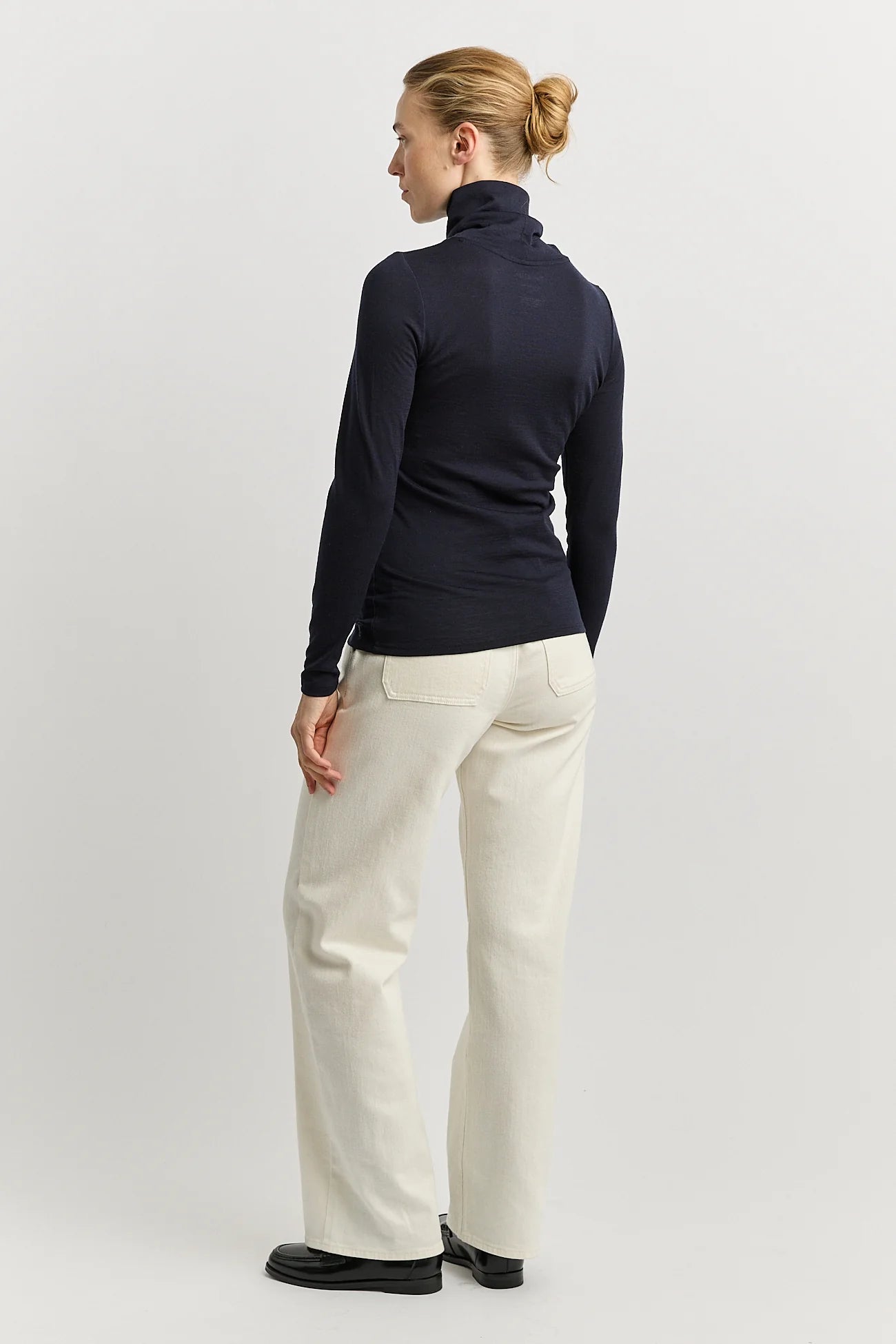 Turtle Neck Merino Tee- French Navy - Presence Hamilton