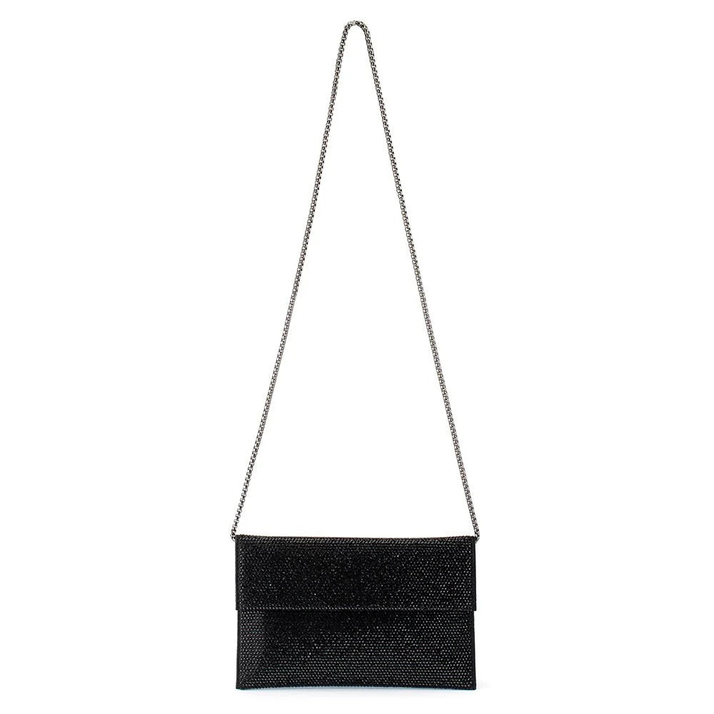 CARA Crystal Envlope Clutch- Black