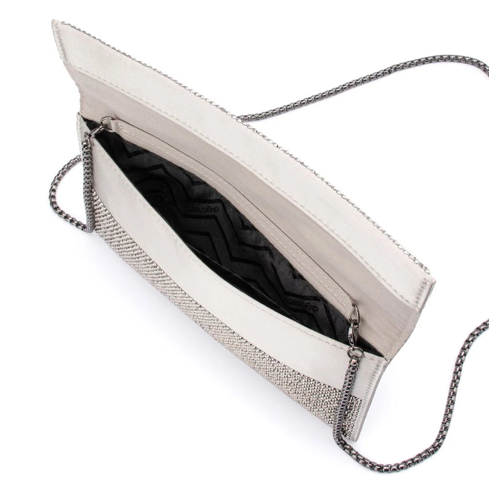 CARA Crystal Envlope Clutch-Gunmetal