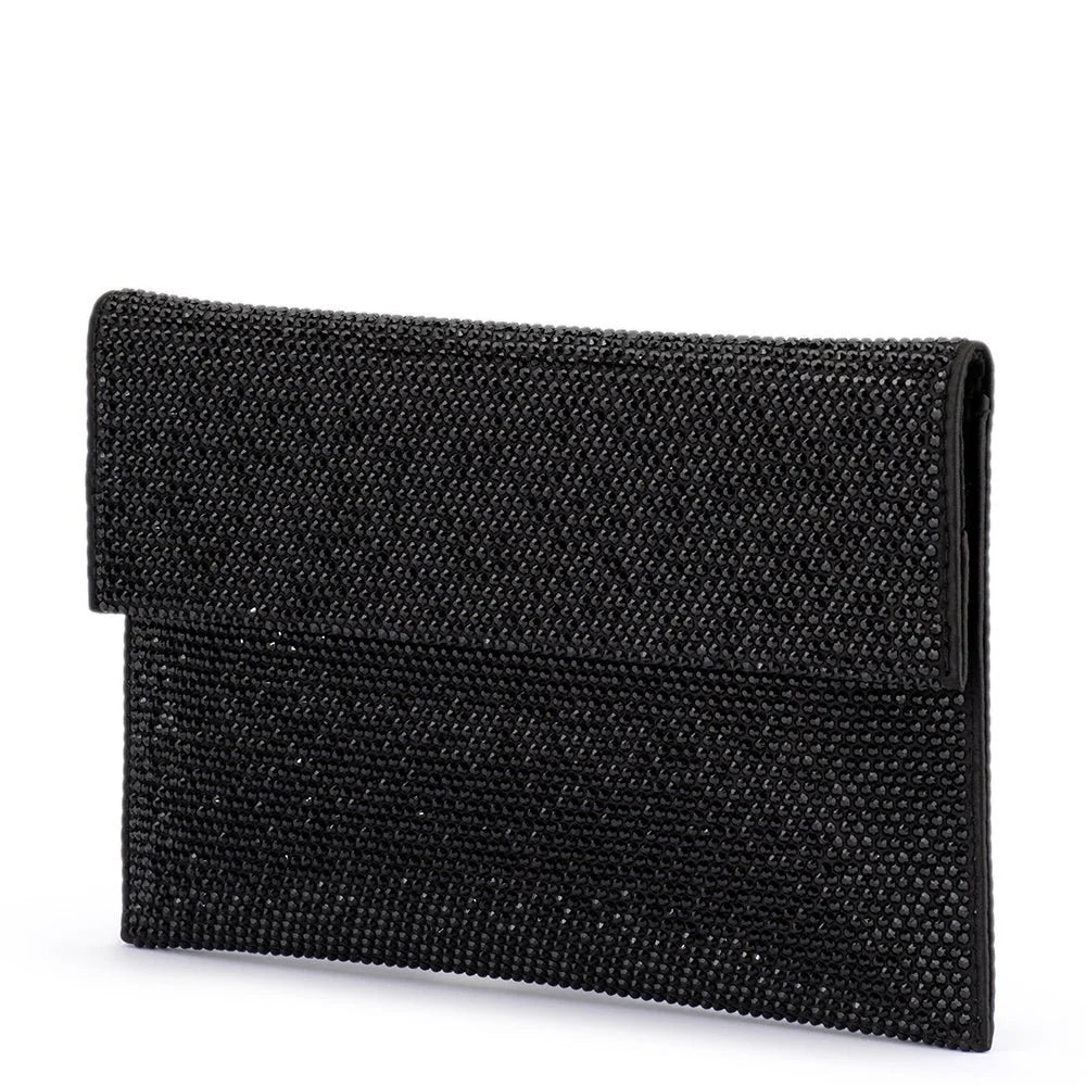 CARA Crystal Envlope Clutch- Black
