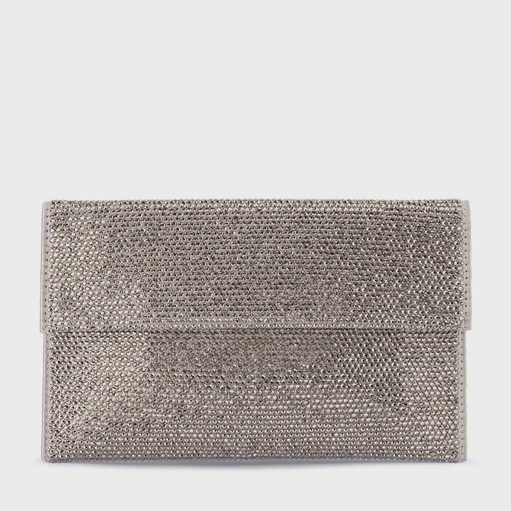 CARA Crystal Envlope Clutch-Gunmetal