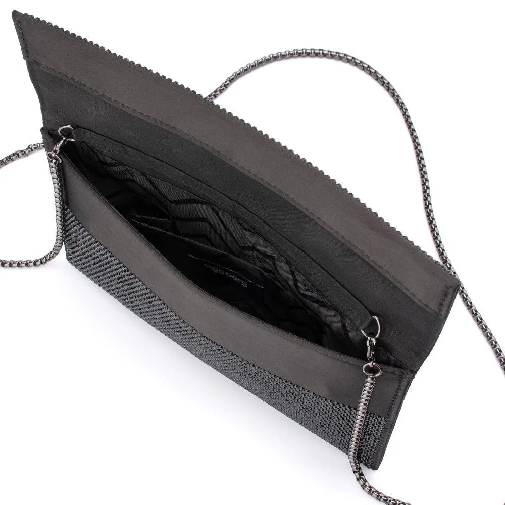 CARA Crystal Envlope Clutch- Black