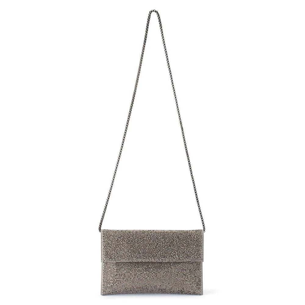 CARA Crystal Envlope Clutch-Gunmetal