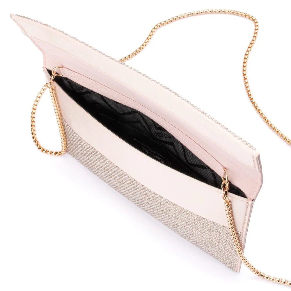 CARA Crystal Envlope Clutch- Champagne