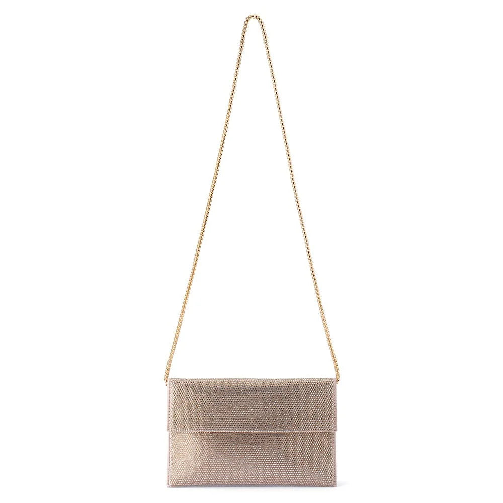 CARA Crystal Envlope Clutch- Champagne