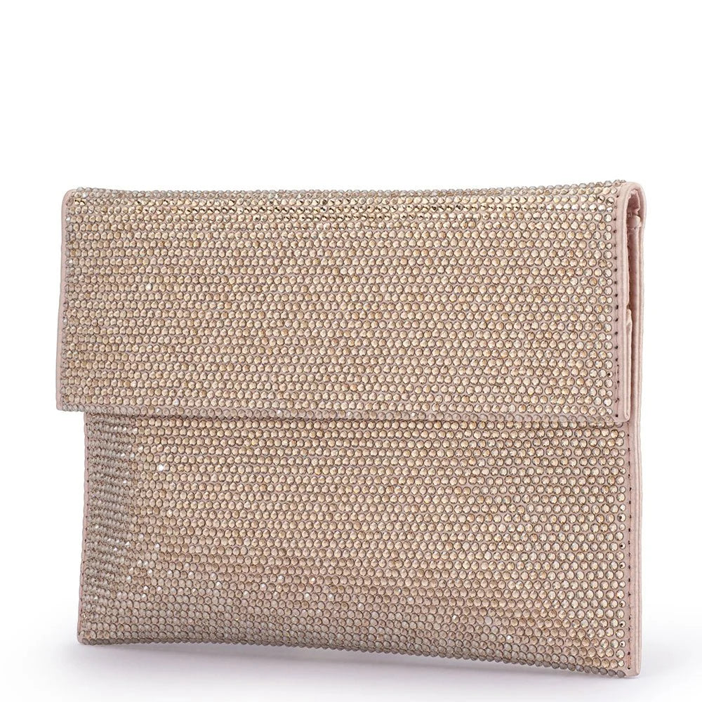 CARA Crystal Envlope Clutch- Champagne