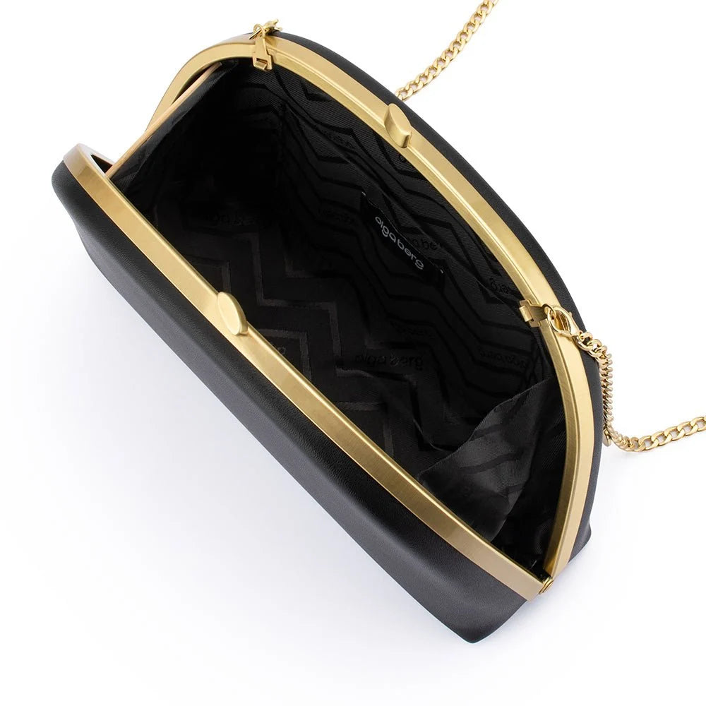 Celeste Curved Clutch-Black