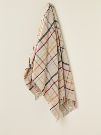 Bronte Windowpane Throw- Beige & Multi