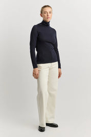 Turtle Neck Merino Tee- French Navy - Presence Hamilton