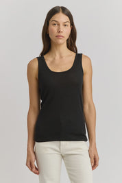 Scoop Neck Merino Tank - Black - Presence Hamilton