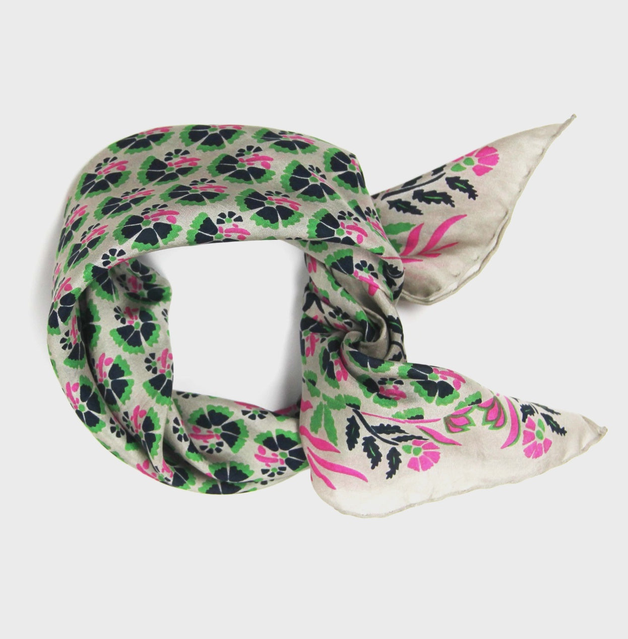 Mini Augustine Beige Silk Scarf