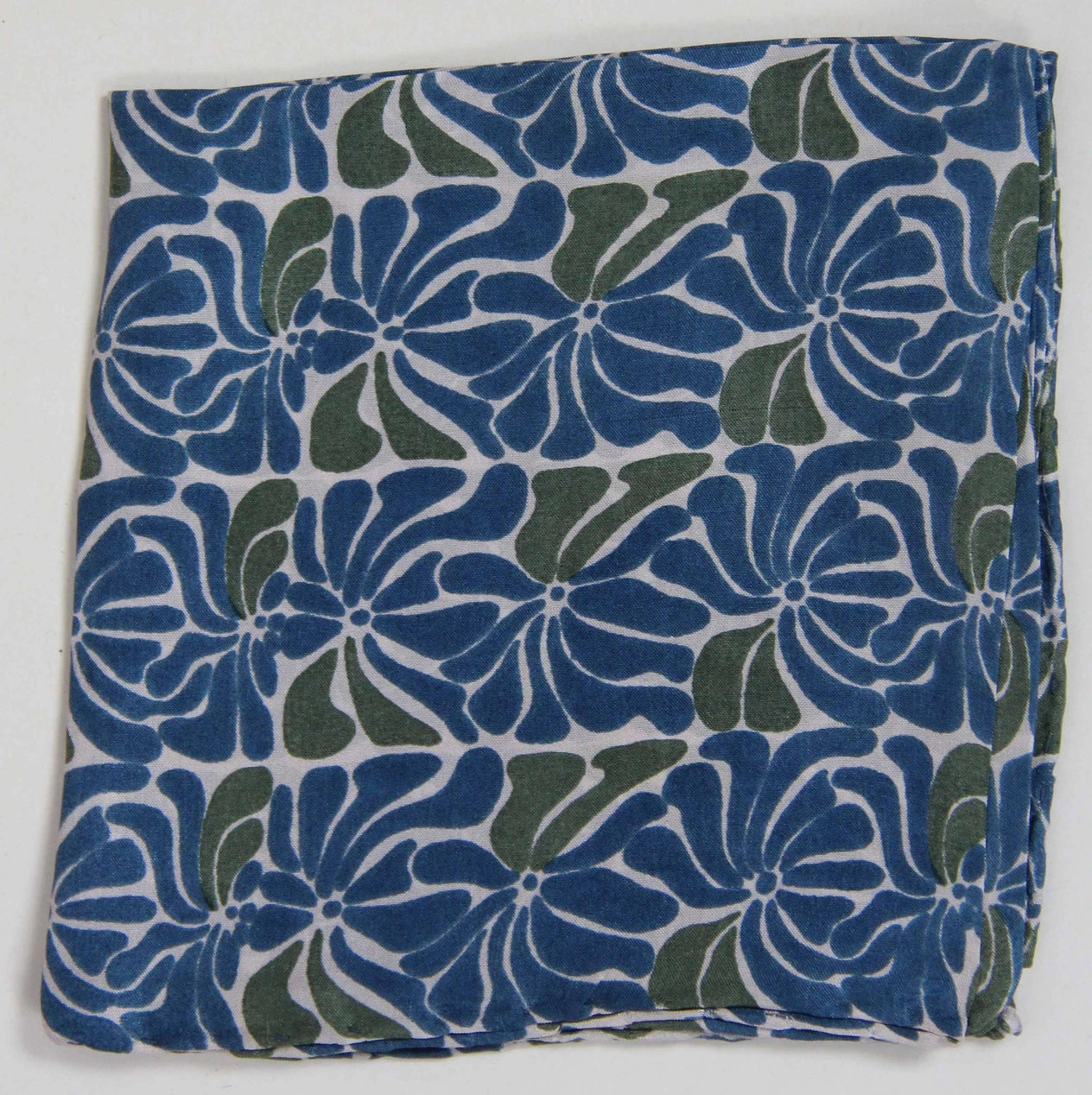 Mini Plumeria Marine Navy Silk Scarf