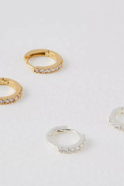 Pave Set Hoop Earrings Silver