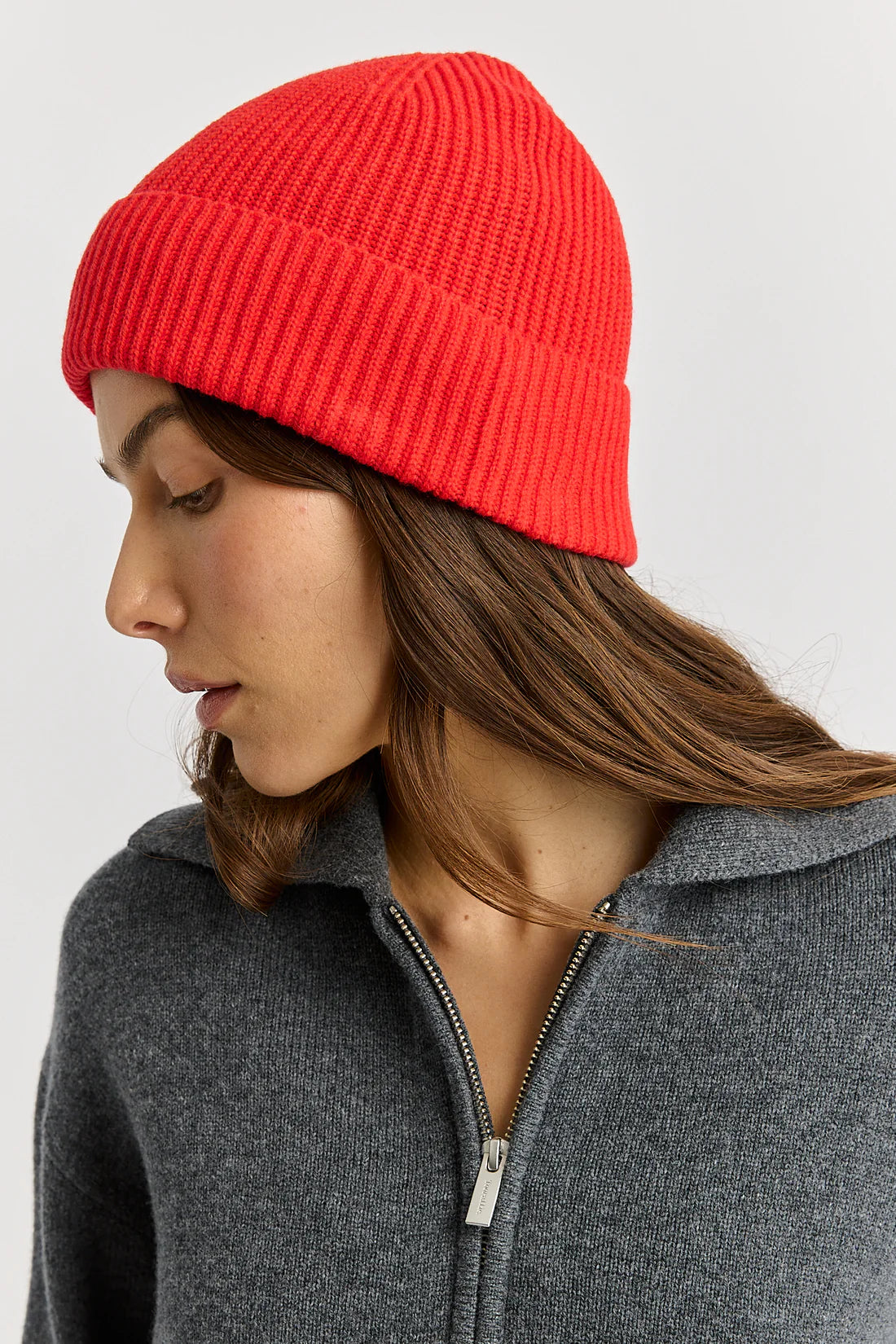 Fine Rib Beanie- Poppy - Presence Hamilton