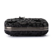Elena Appliqued Clutch- Black