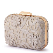 Elena Appliqued Clutch- Natural