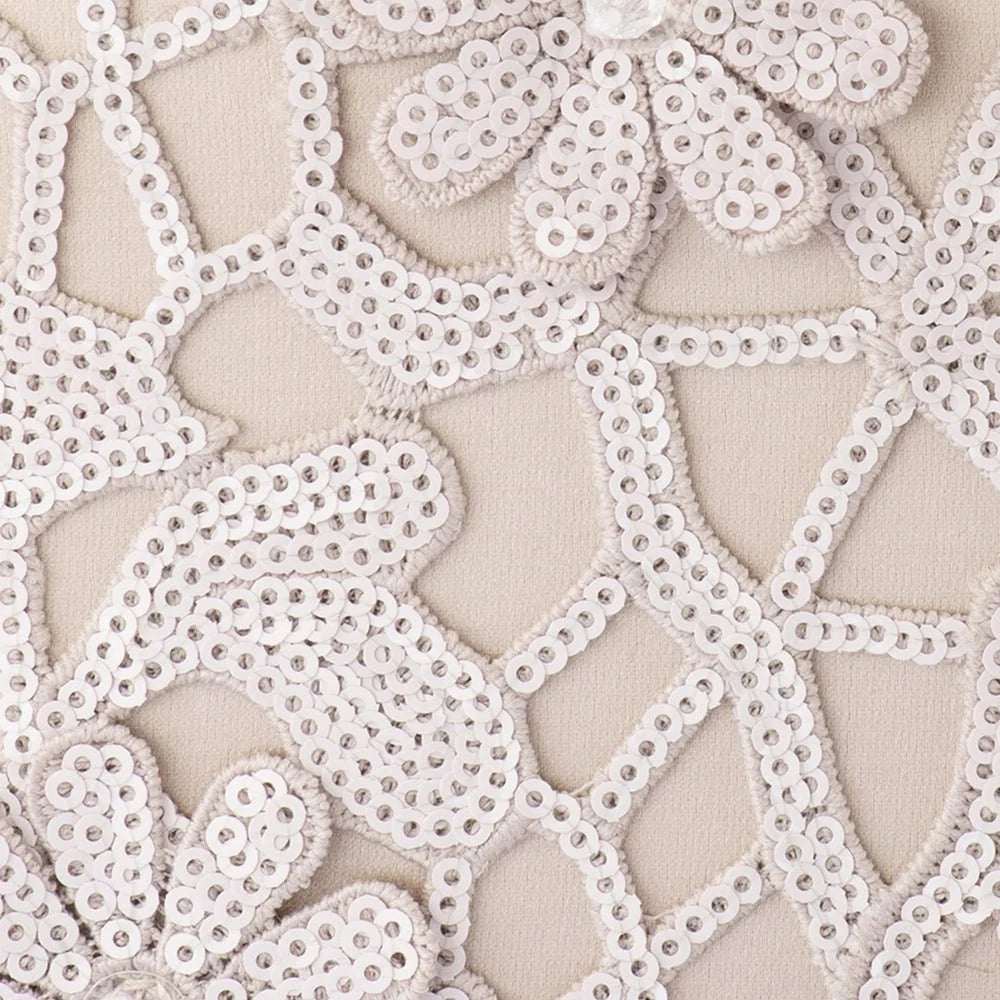 Elena Appliqued Clutch- Natural