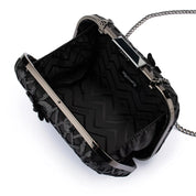 Elena Appliqued Clutch- Black