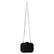 Elena Appliqued Clutch- Black