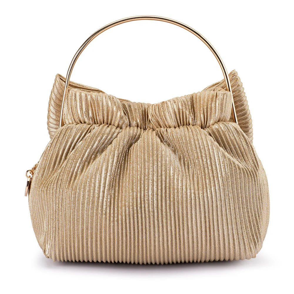 Elise Pleated Top Handle -Gold - Presence Hamilton