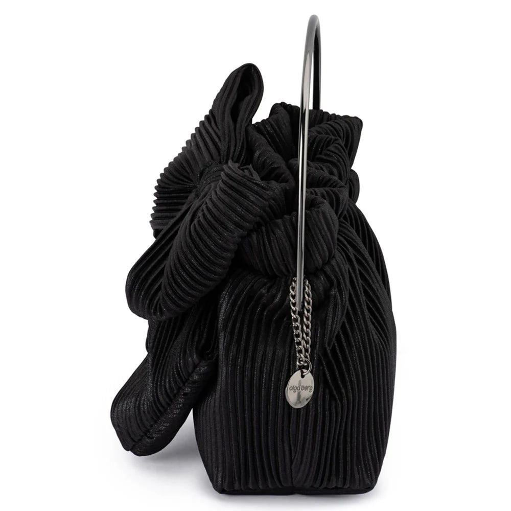 Elise Pleated Top Handle -Black - Presence Hamilton