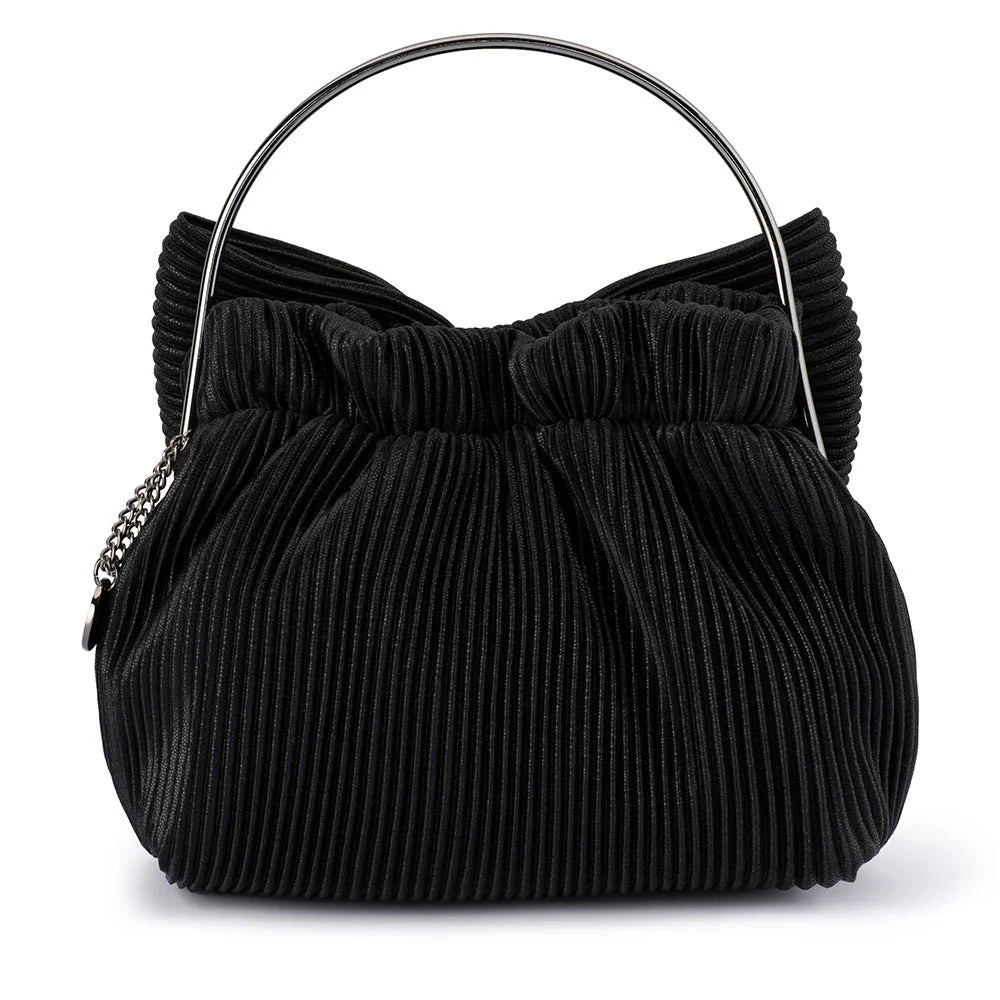 Elise Pleated Top Handle -Black - Presence Hamilton