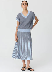Evlyn Knit Top- Blue & Choc