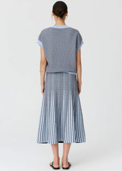 Evlyn Knit Top- Blue & Choc