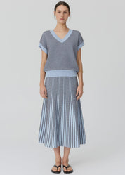 Evlyn Knit Top- Blue & Choc