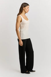 Scoop Neck Merino Tank - Warm White - Presence Hamilton