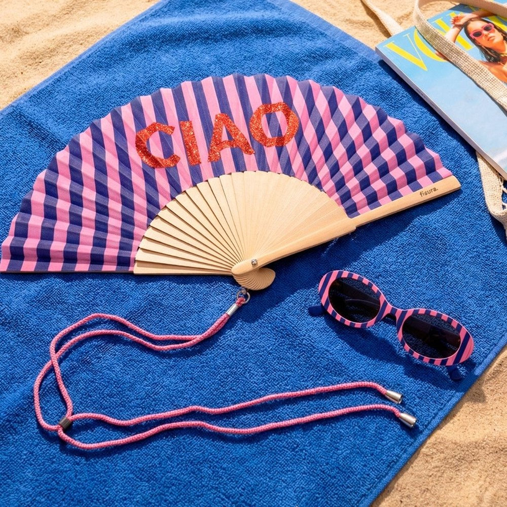 Hand Fan w/Gift Box  Glitter "Ciao"