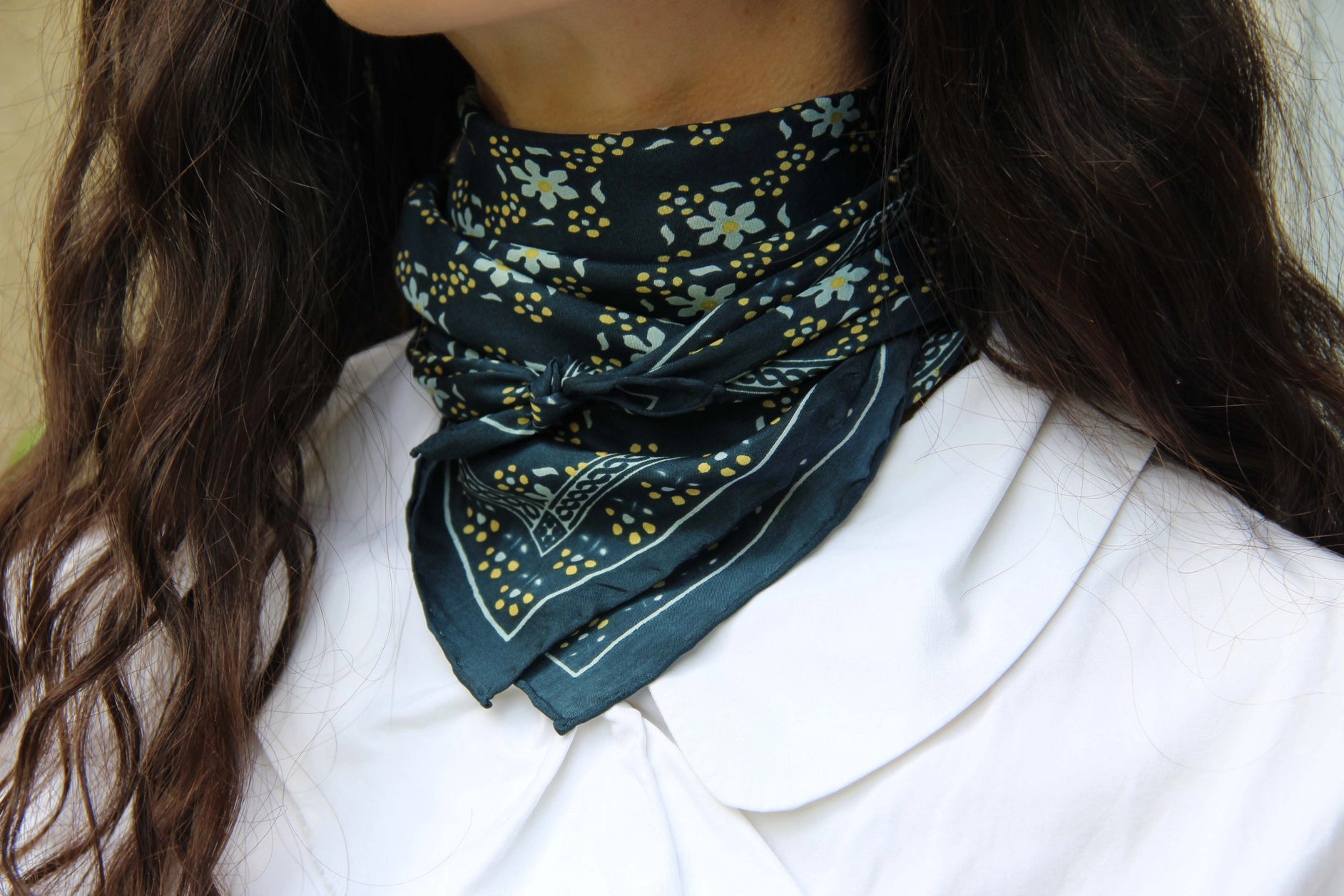 Mini Natasha Marine Silk Scarf