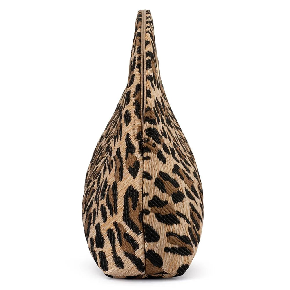 Geena Straw Clutch Bag -Leopard