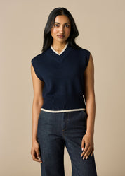 Goldie V Neck Vest - Midnight - Presence Hamilton