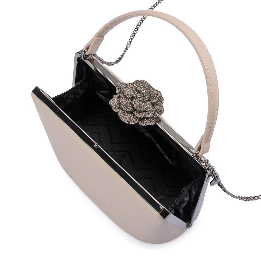 Grace Embellished Frame Bag - Natural