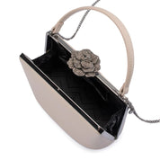 Grace Embellished Frame Bag - Natural