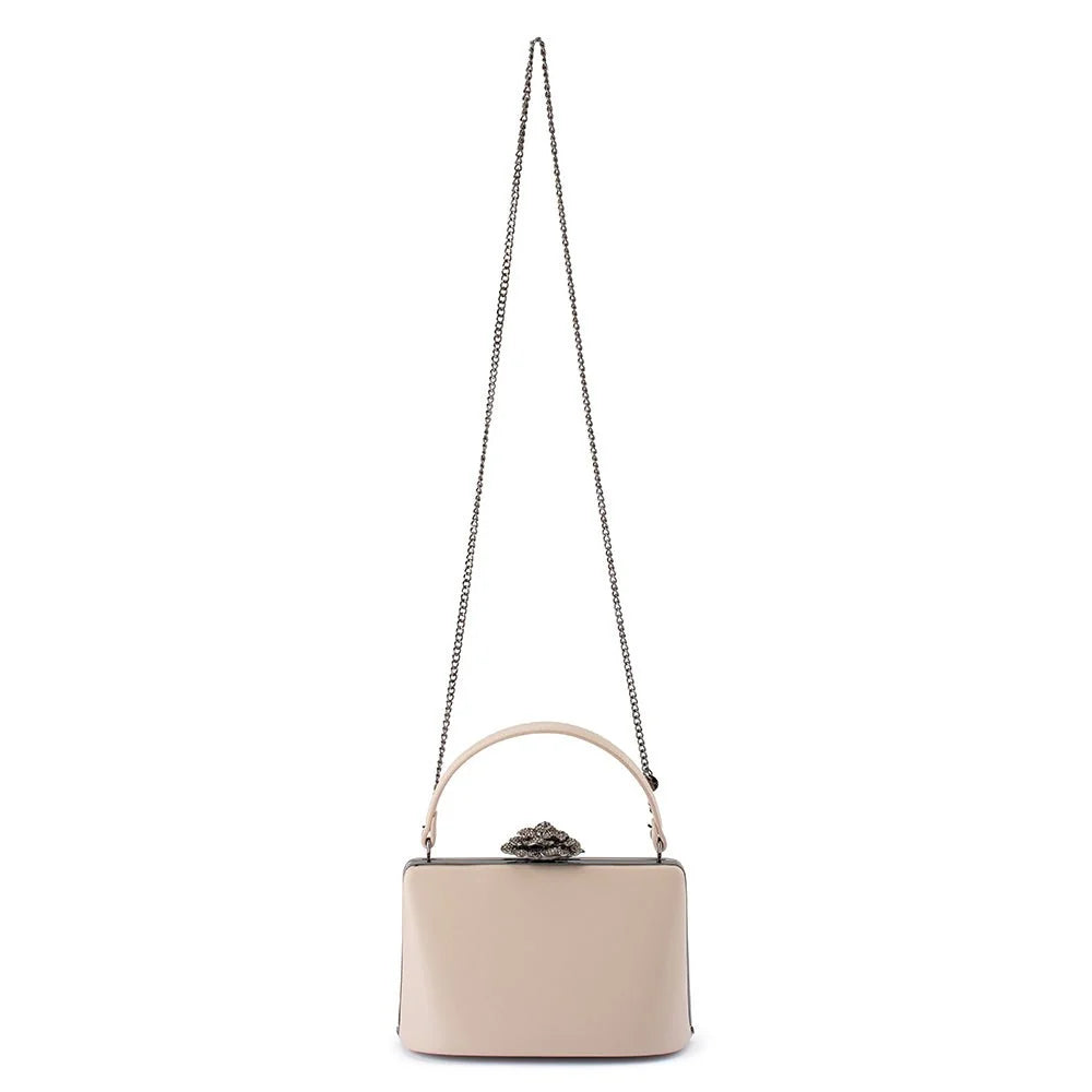 Grace Embellished Frame Bag - Natural