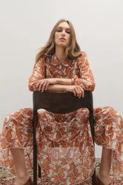 Grace Maxi Dress- Peach Peacock