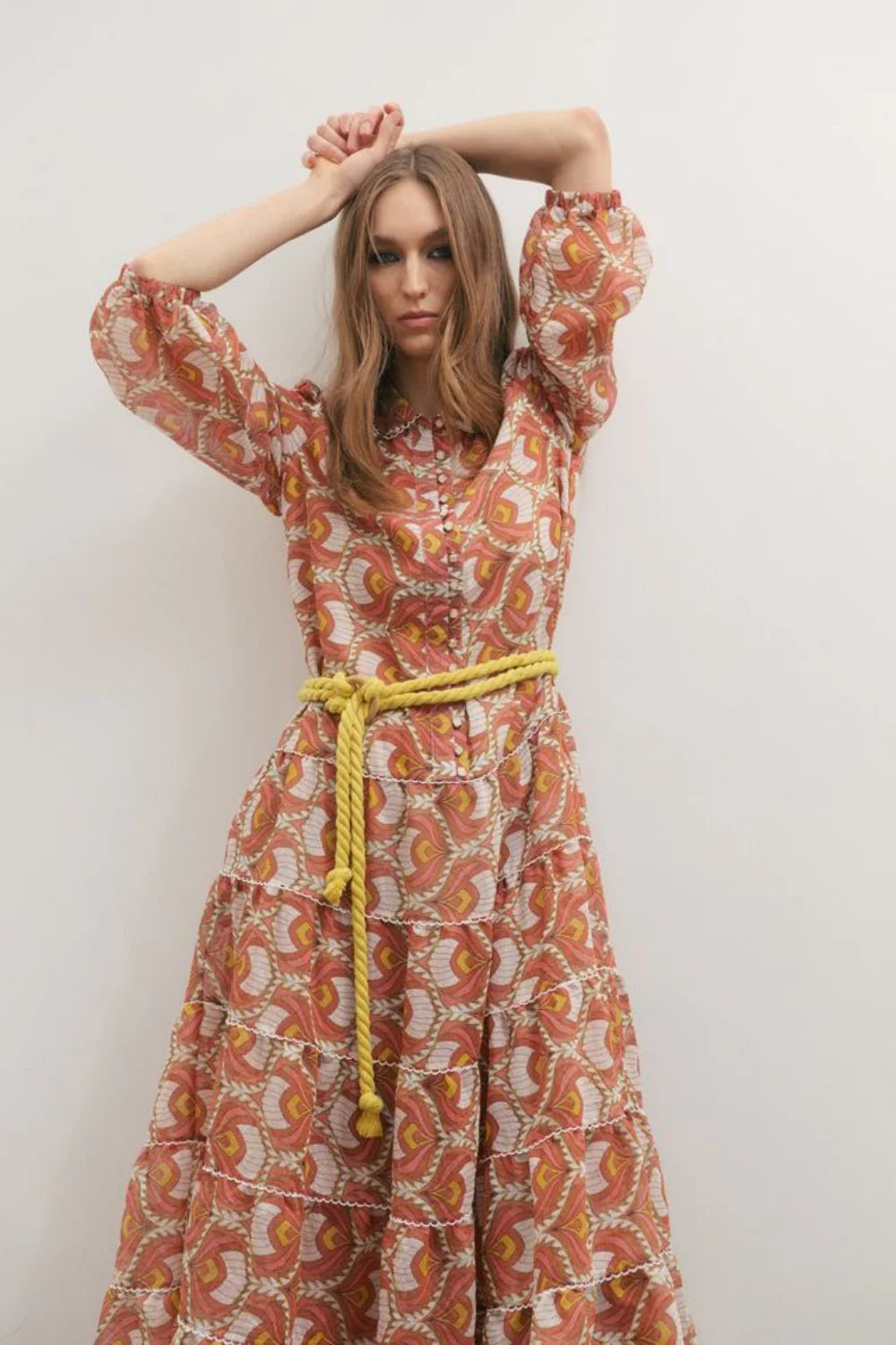 Grace Maxi Dress- Peach Peacock