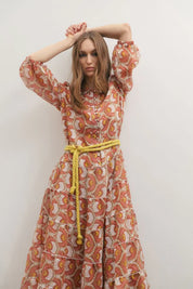 Grace Maxi Dress- Peach Peacock