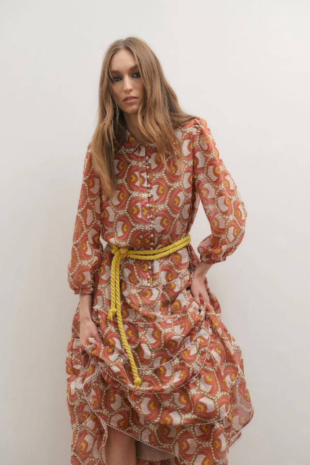 Grace Maxi Dress- Peach Peacock