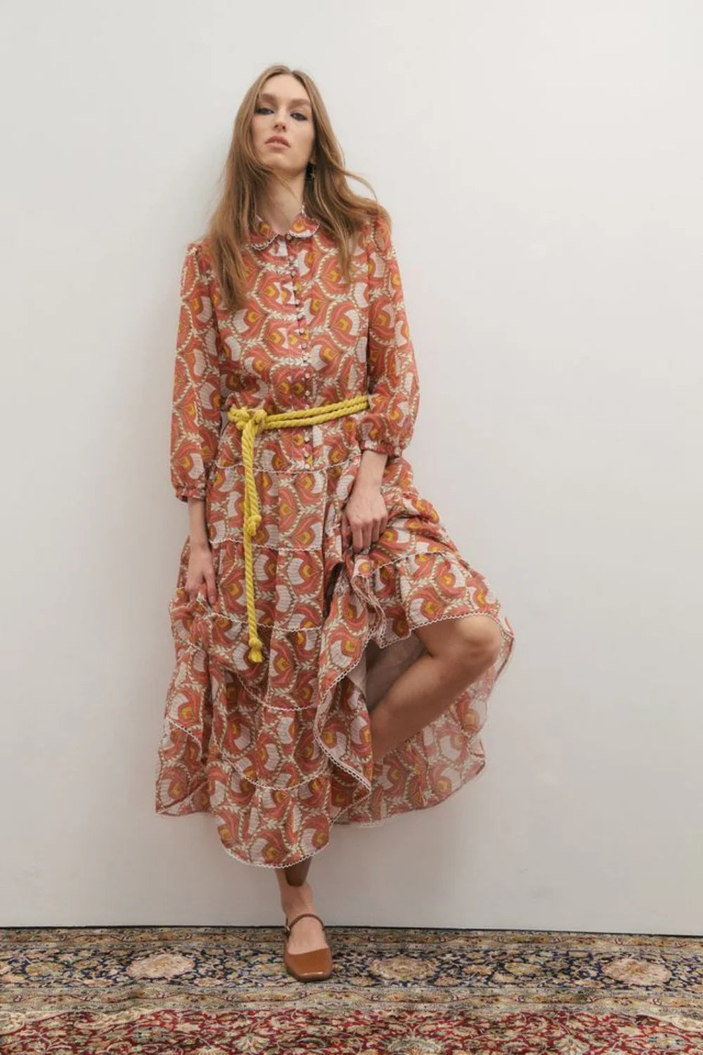 Grace Maxi Dress- Peach Peacock