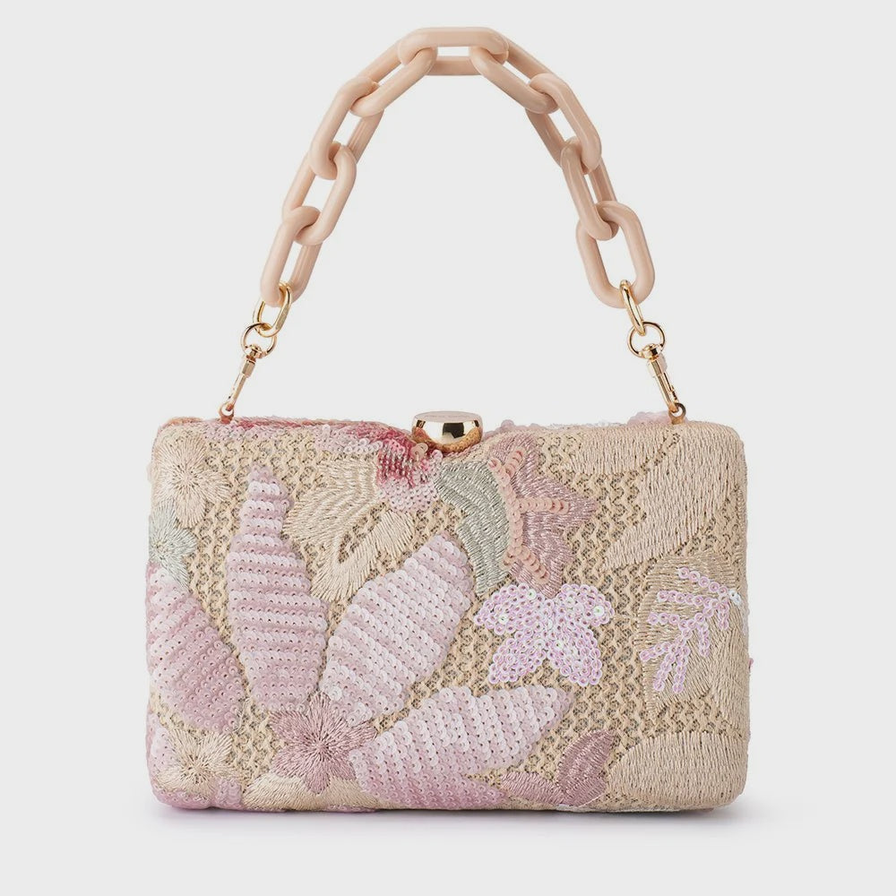 Greta Floral Clutch-Blush