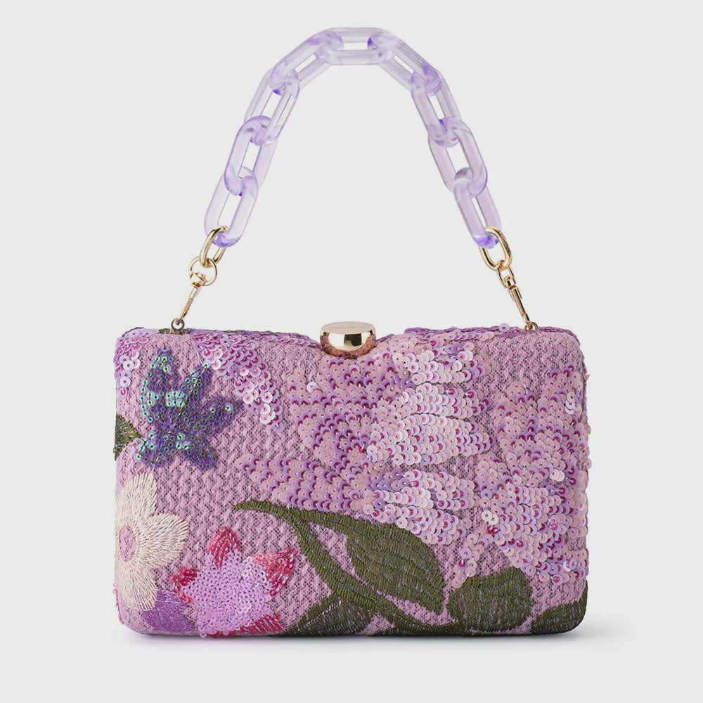 Greta Floral Clutch-Lilac
