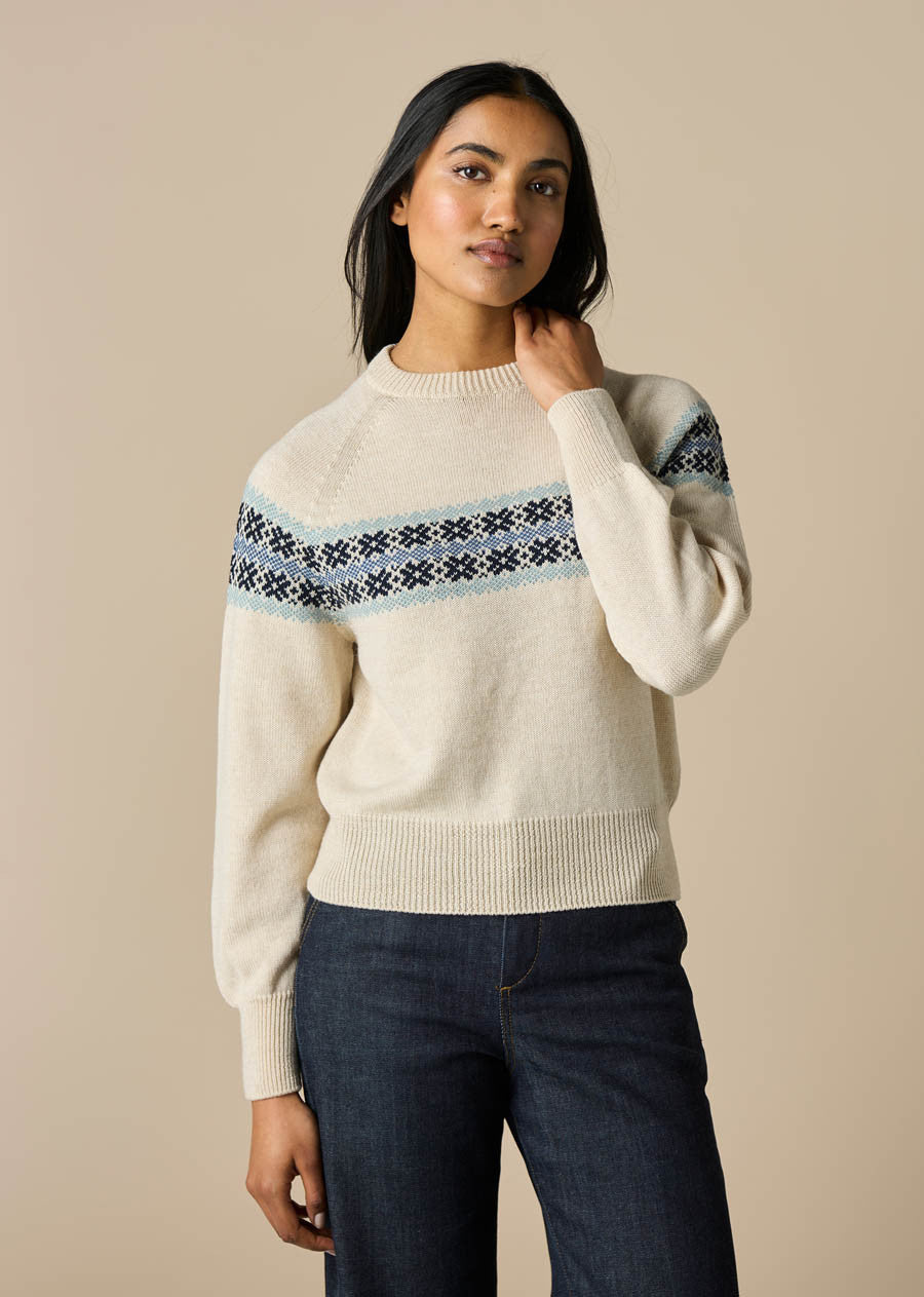Heidi Fair Isle Raglan Jumper- Antique - Presence Hamilton