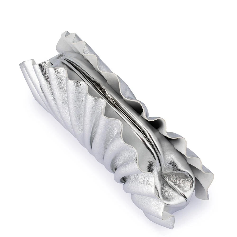Hollie Pleated Clutch - Silver - Presence Hamilton