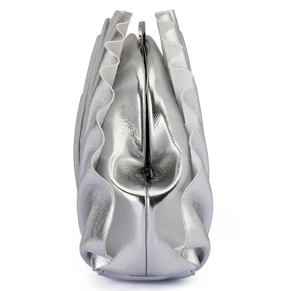Hollie Pleated Clutch - Silver - Presence Hamilton